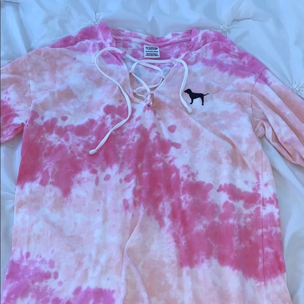 PINK tye-dye long sleeve tee